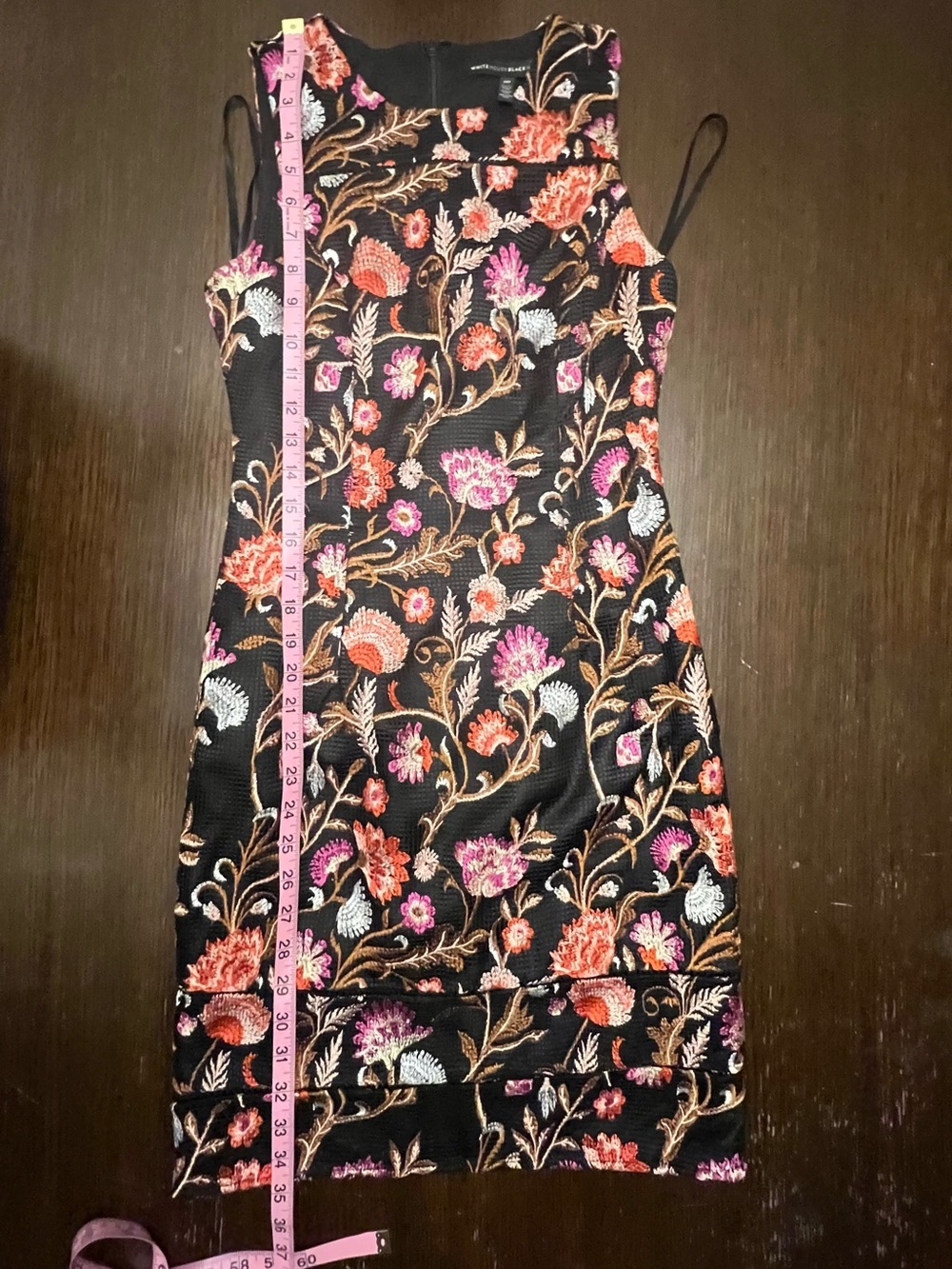 White House Black Market Black Floral Embroidered Sheath Dress - Picture 11 of 12